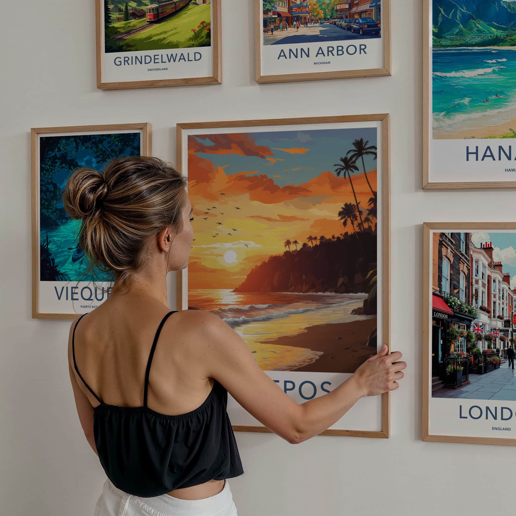 QUEPOS Poster - Costa Rica Travel Art - Tropical Sunset Beach Home Decor