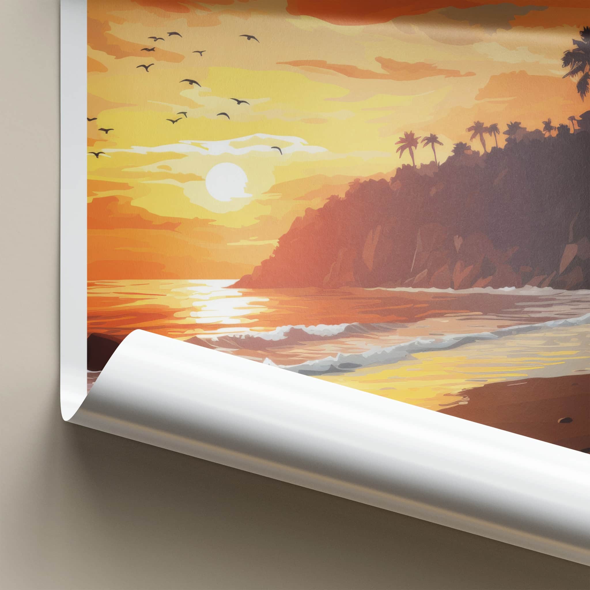 QUEPOS Poster - Costa Rica Travel Art - Tropical Sunset Beach Home Decor