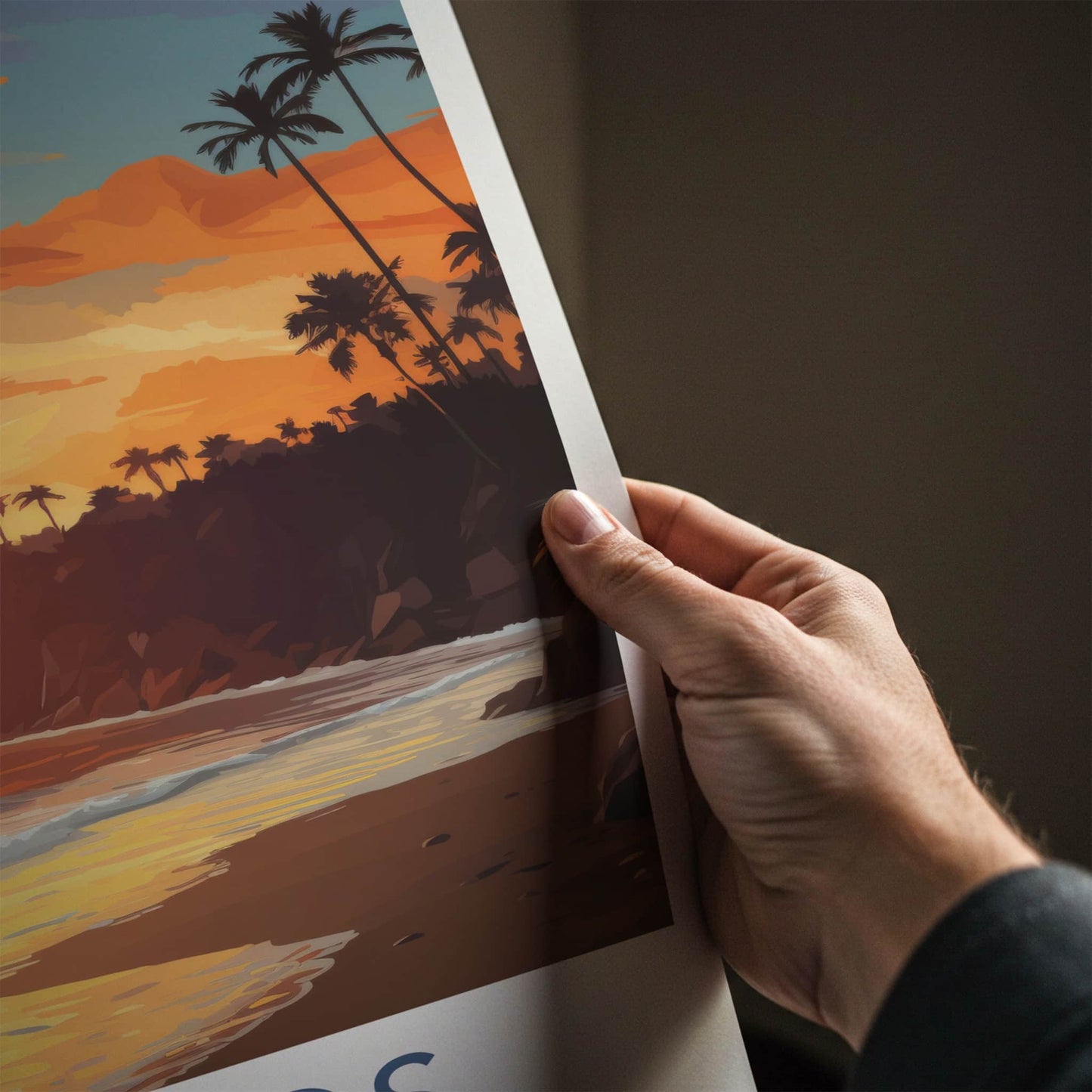 QUEPOS Poster - Costa Rica Travel Art - Tropical Sunset Beach Home Decor