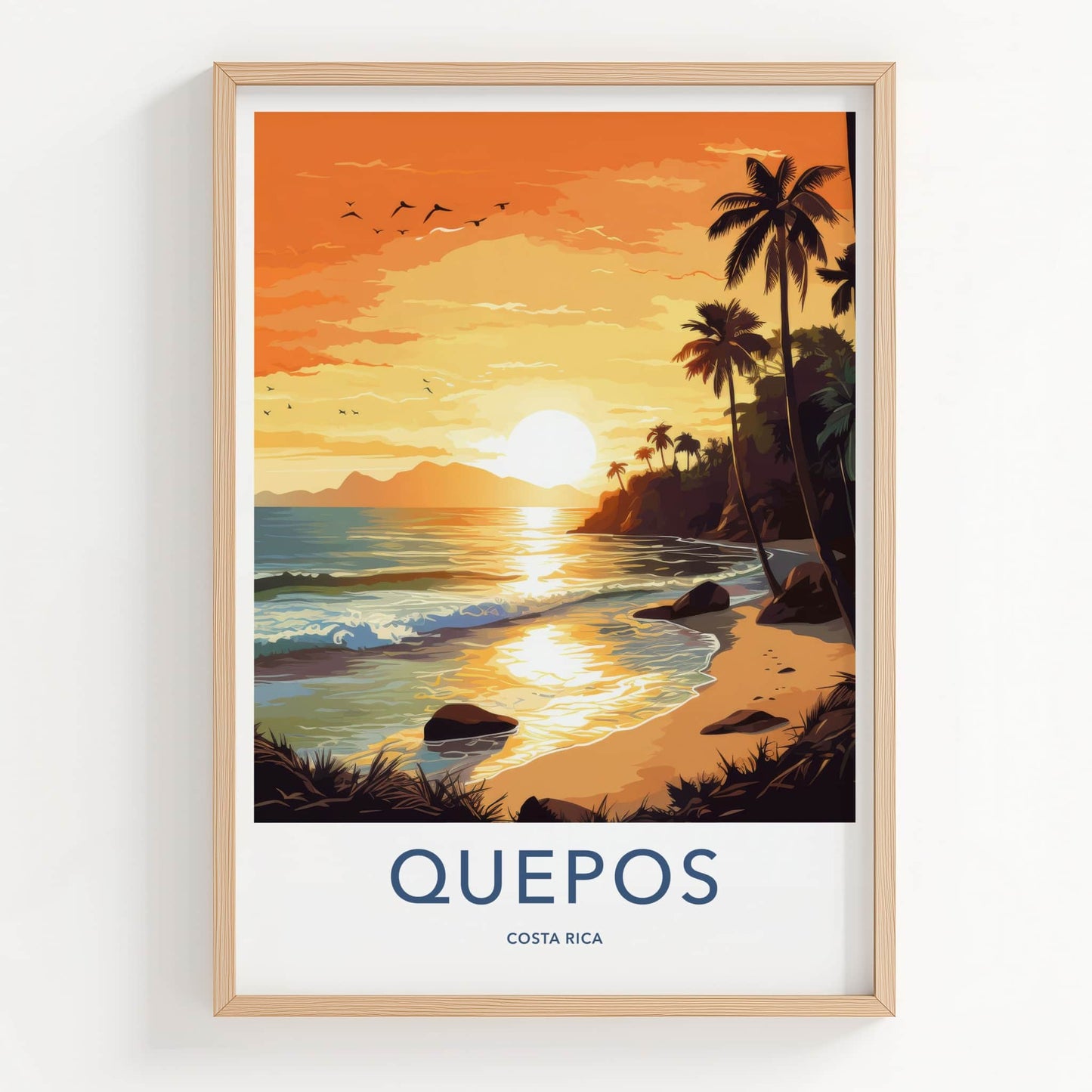 Quepos Poster - Costa Rica Travel Print - Vibrant Sunset Beach Home Decor