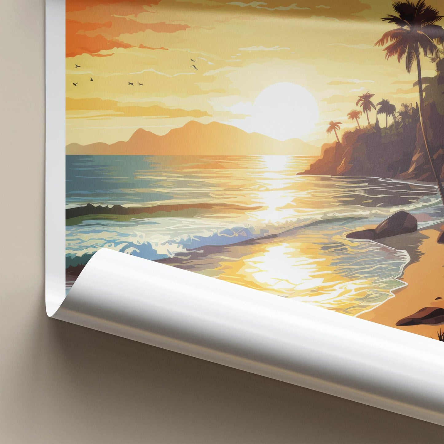 Quepos Poster - Costa Rica Travel Print - Vibrant Sunset Beach Home Decor