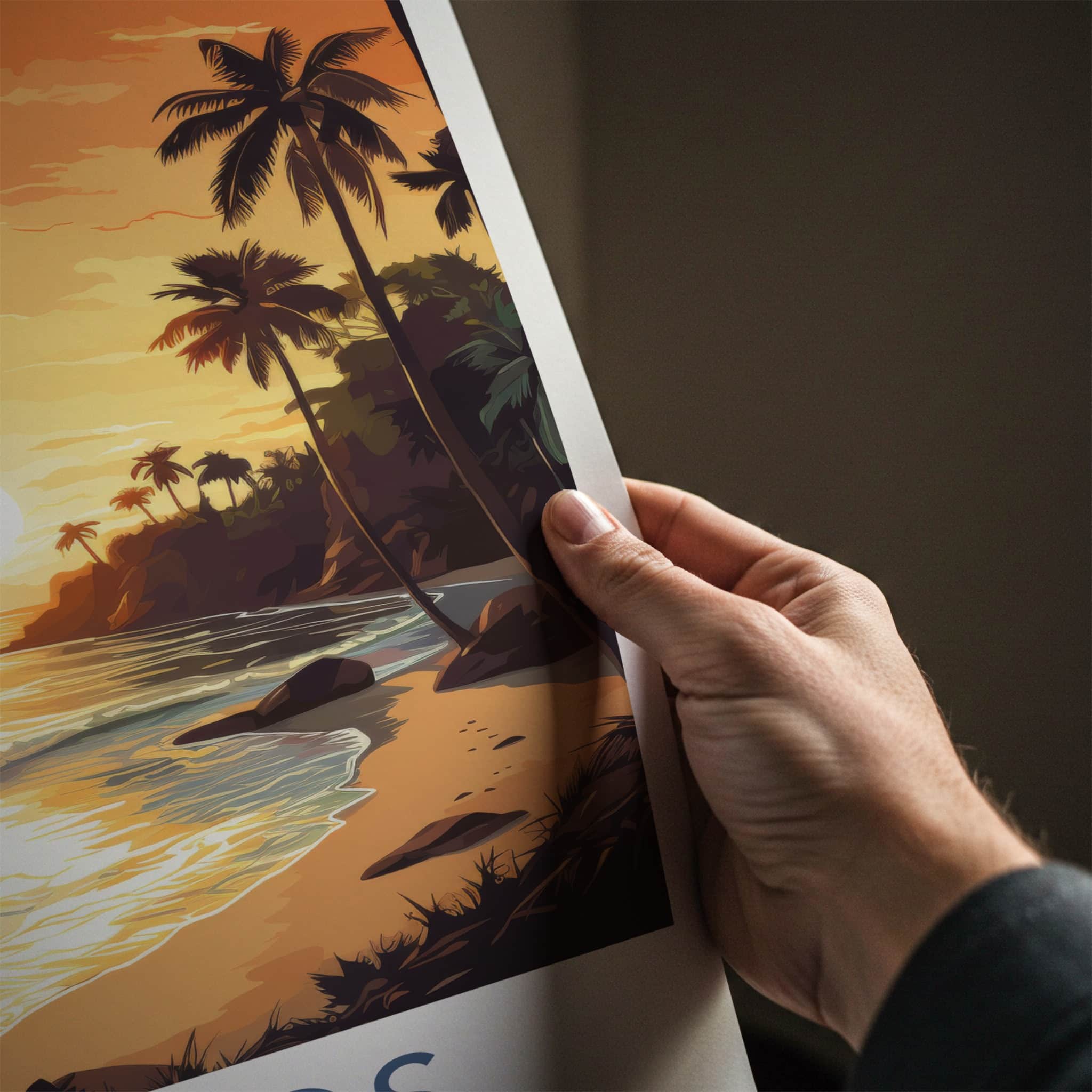 Quepos Poster - Costa Rica Travel Print - Vibrant Sunset Beach Home Decor