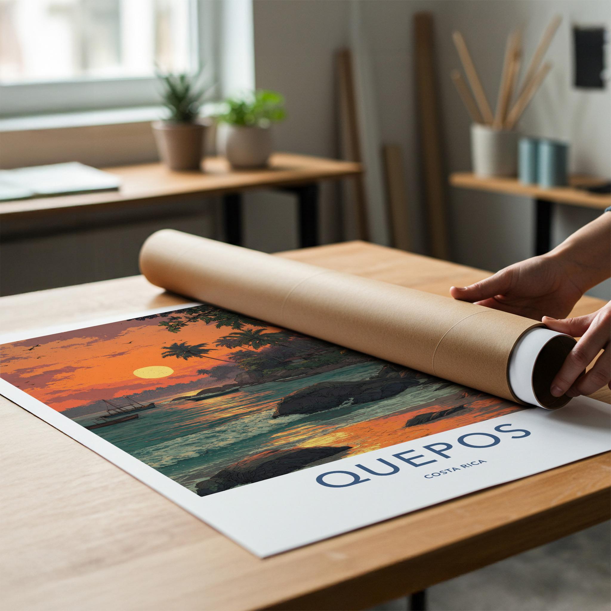 Quepos Poster - Costa Rica Travel Print - Vibrant Tropical Sunset Home Decor