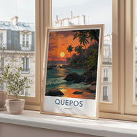 Quepos Poster - Costa Rica Travel Print - Vibrant Tropical Sunset Home Decor