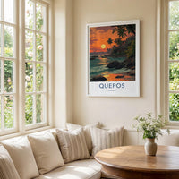 Quepos Poster - Costa Rica Travel Print - Vibrant Tropical Sunset Home Decor