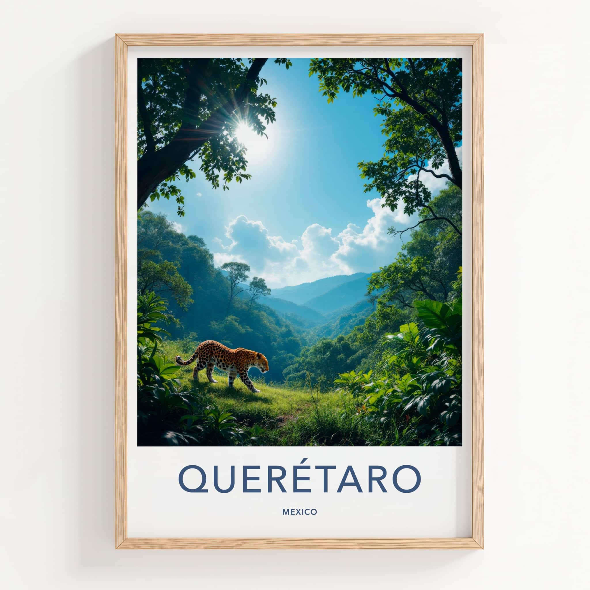 Queretaro Poster - Mexico Travel Art - Jaguar Jungle Sunlight Home Decor
