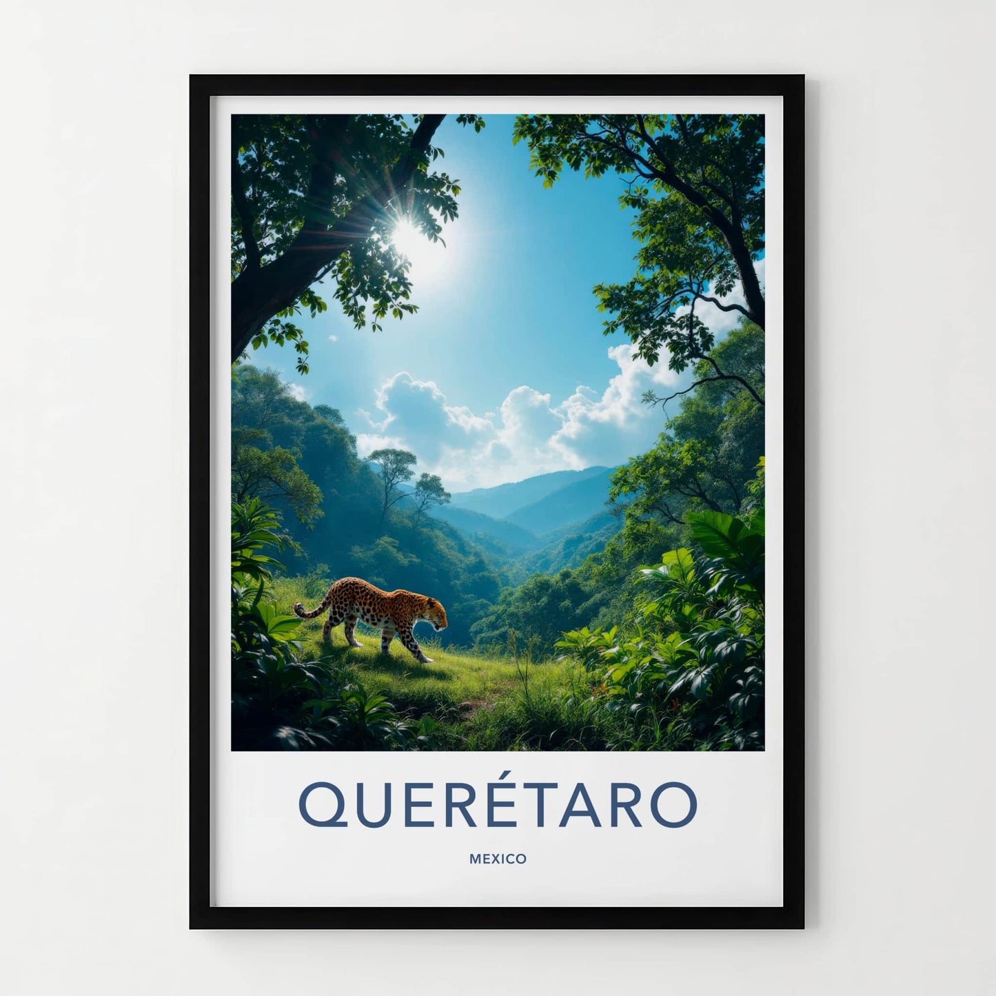 Queretaro Poster - Mexico Travel Art - Jaguar Jungle Sunlight Home Decor
