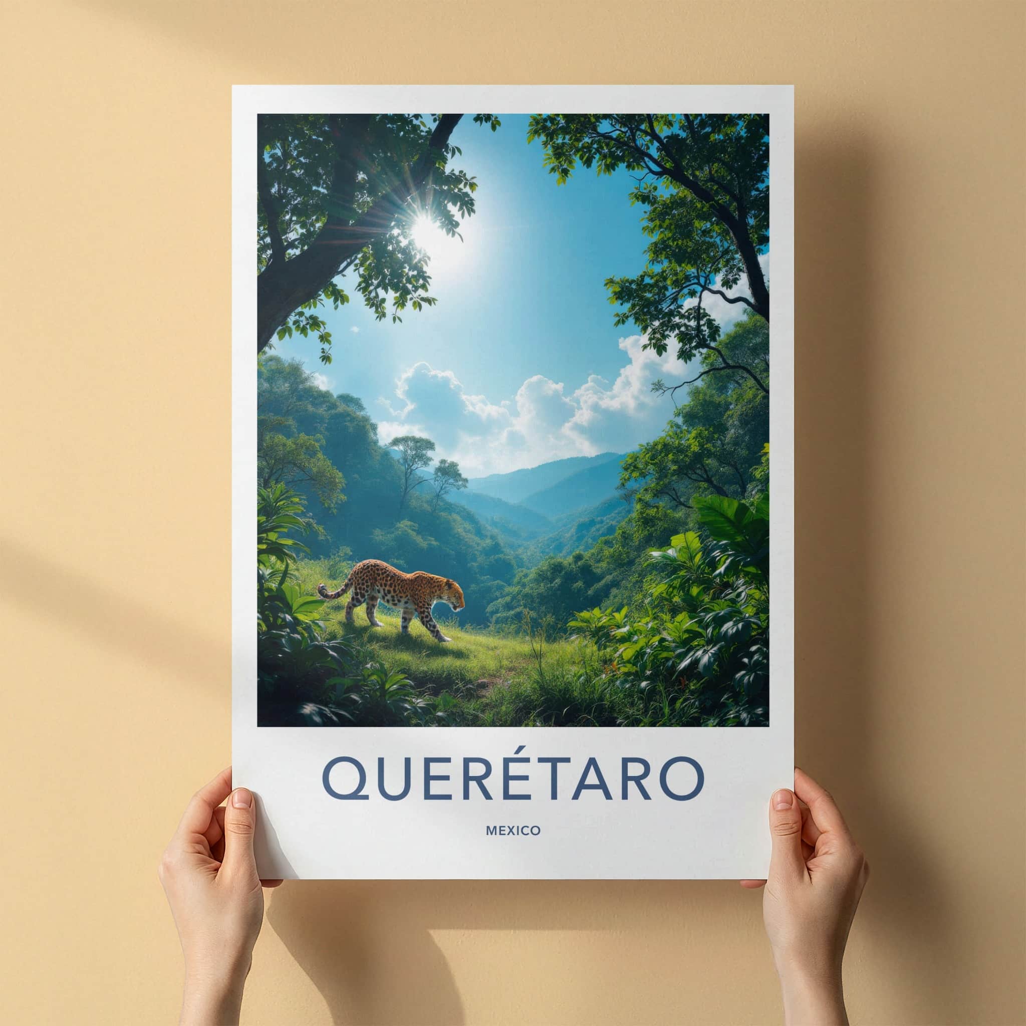 Queretaro Poster - Mexico Travel Art - Jaguar Jungle Sunlight Home Decor