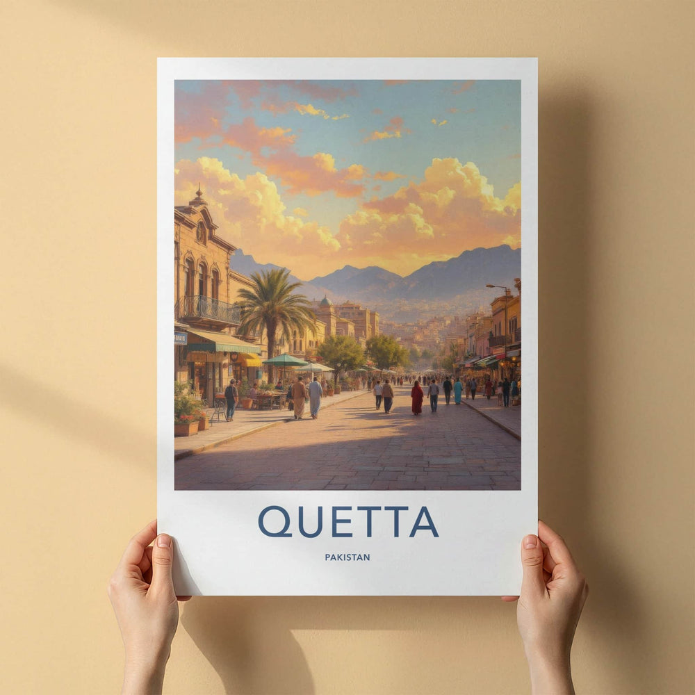 Quetta Poster - Pakistan Framed Print - Vibrant City Evening Gallery Art