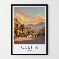 Quetta Poster - Pakistan Framed Print - Vibrant City Evening Gallery Art