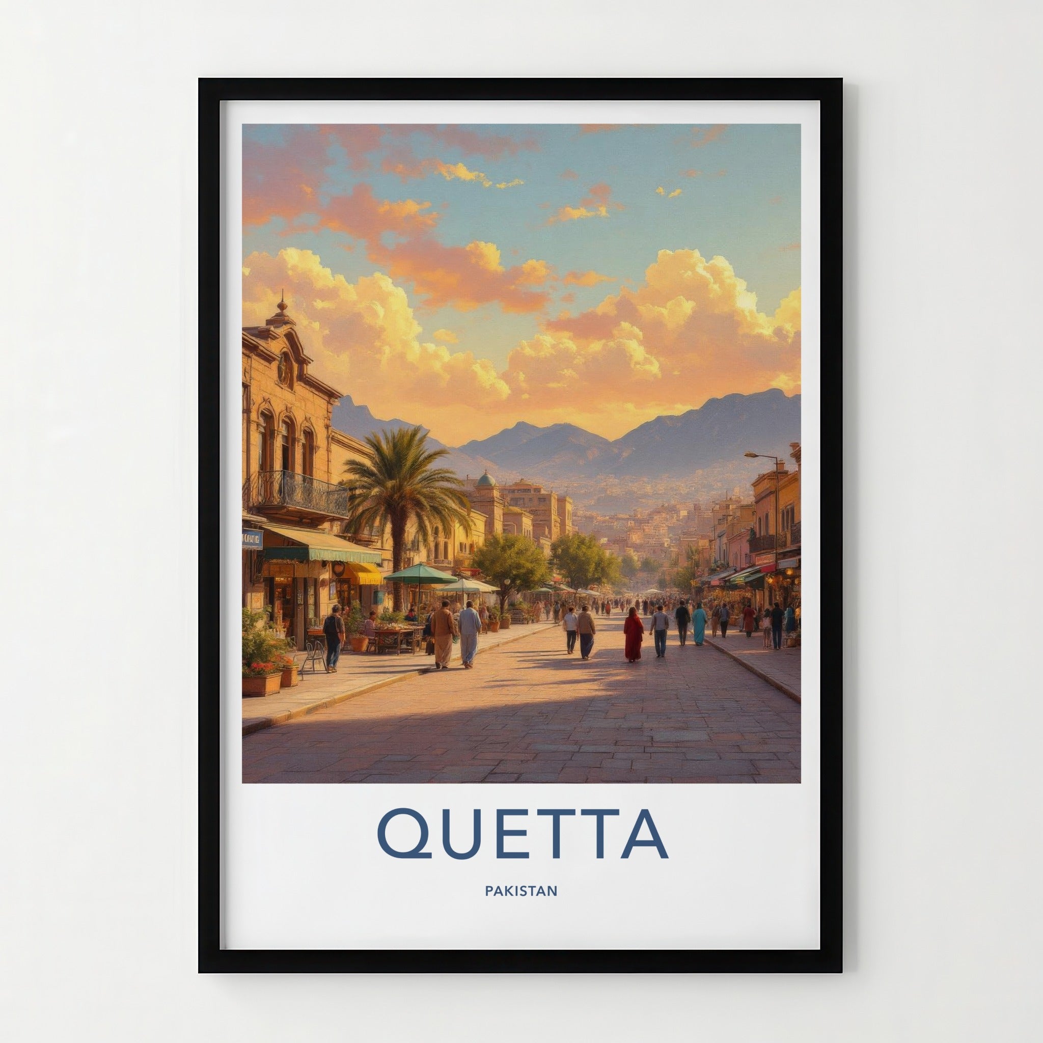 Quetta Poster - Pakistan Framed Print - Vibrant City Evening Gallery Art