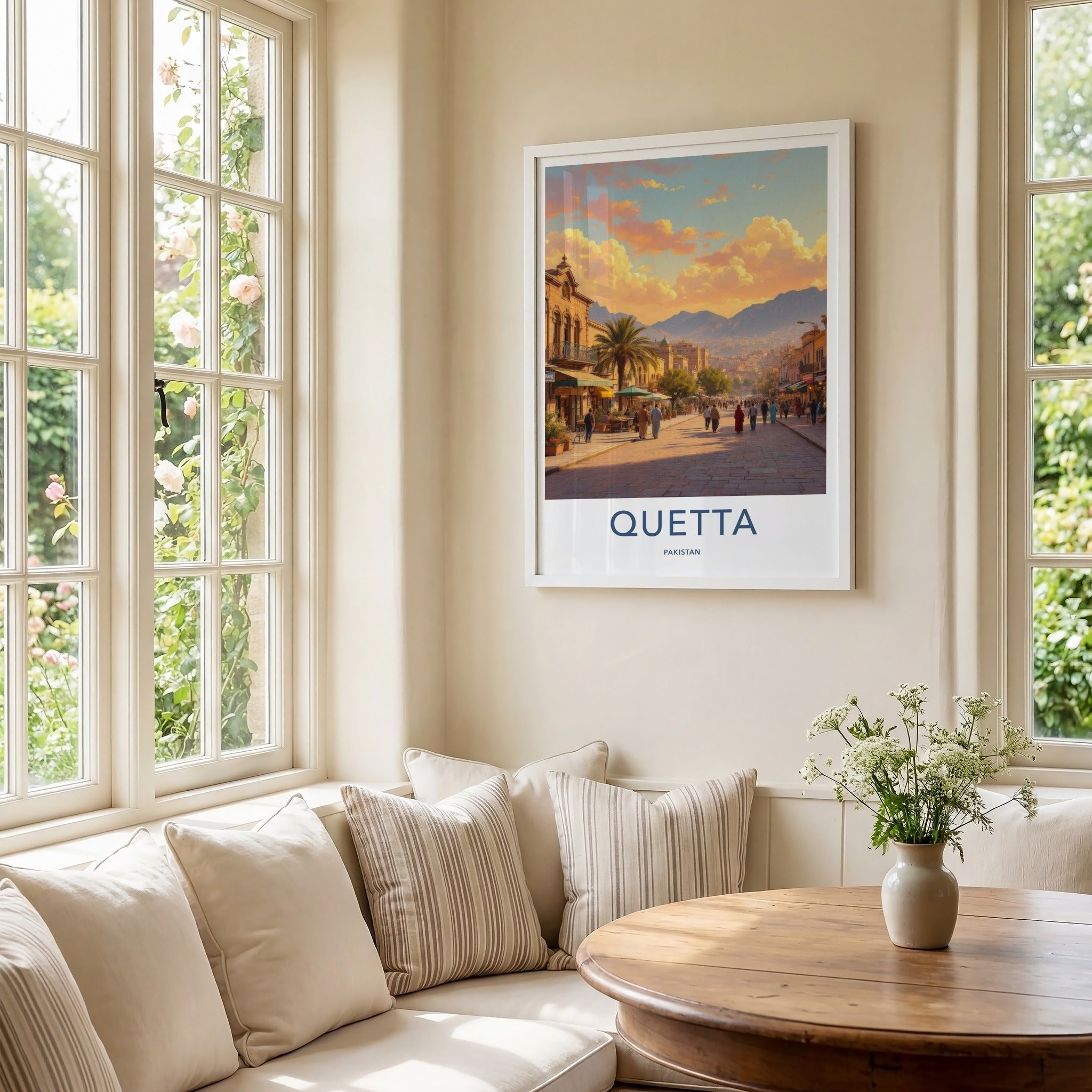 Quetta Poster - Pakistan Framed Print - Vibrant City Evening Gallery Art