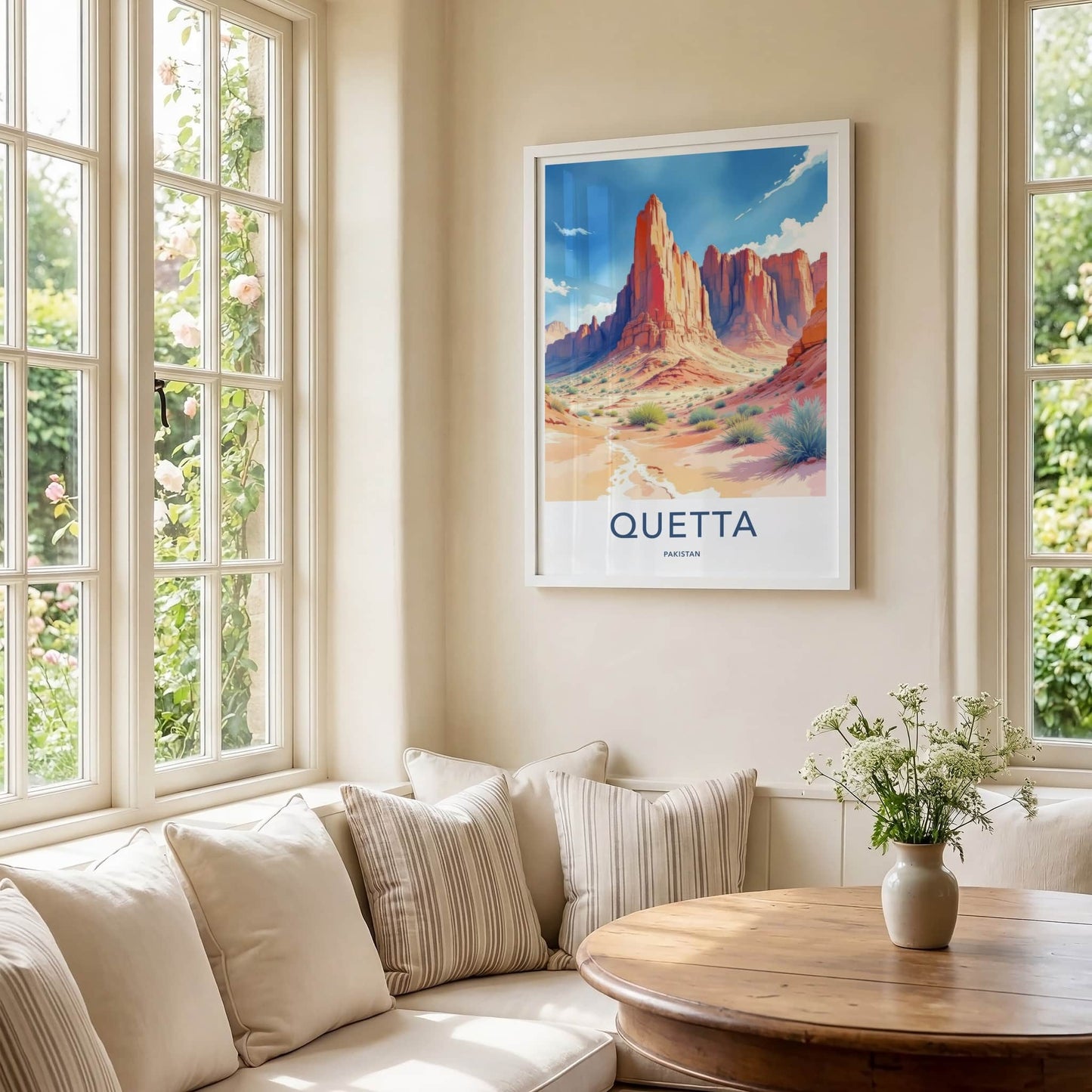 Quetta Poster - Pakistan Travel Art - Arid Mountain Landscape Home Decor