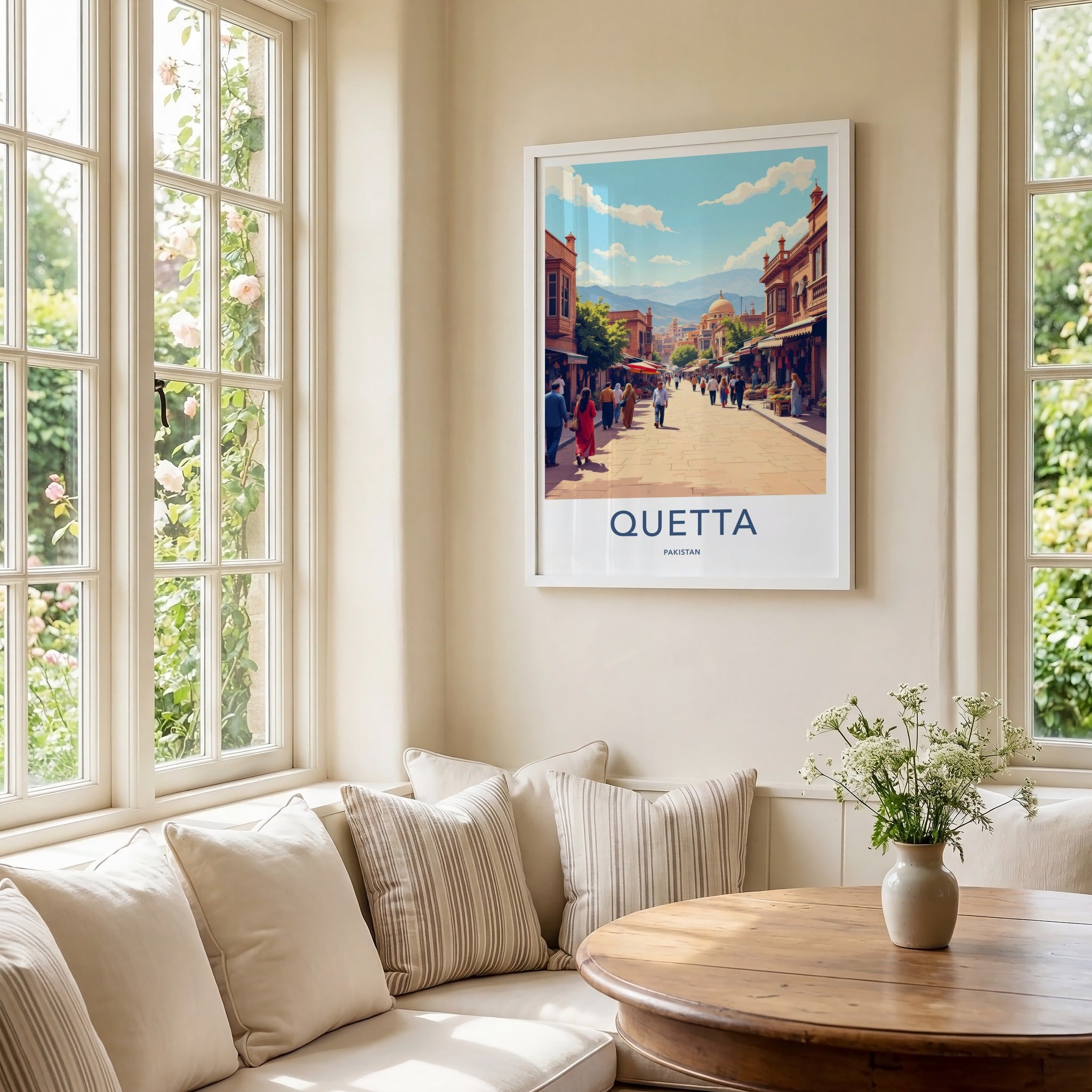 Quetta Poster - Pakistan Travel Art - Busy Market Street Home Decor