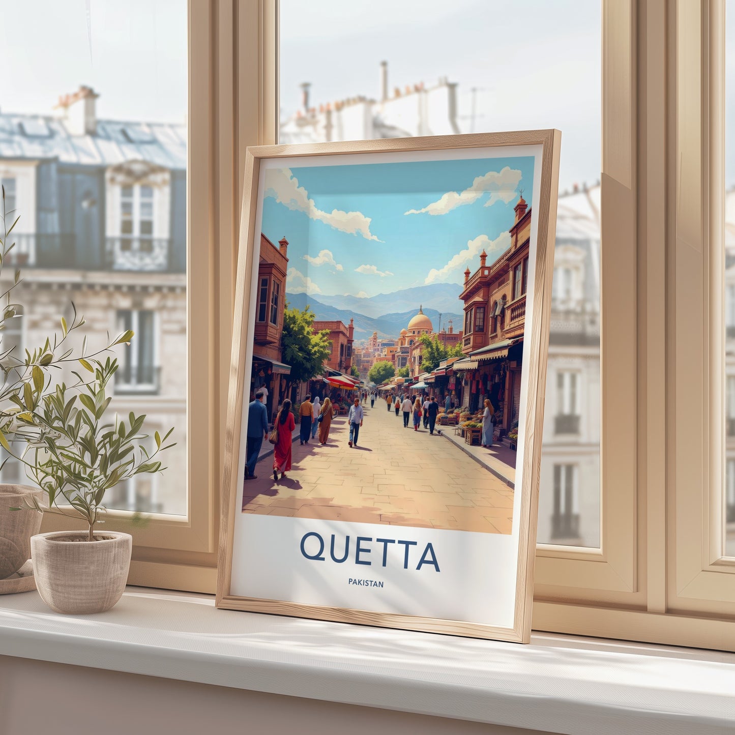 Quetta Poster - Pakistan Travel Art - Busy Market Street Home Decor