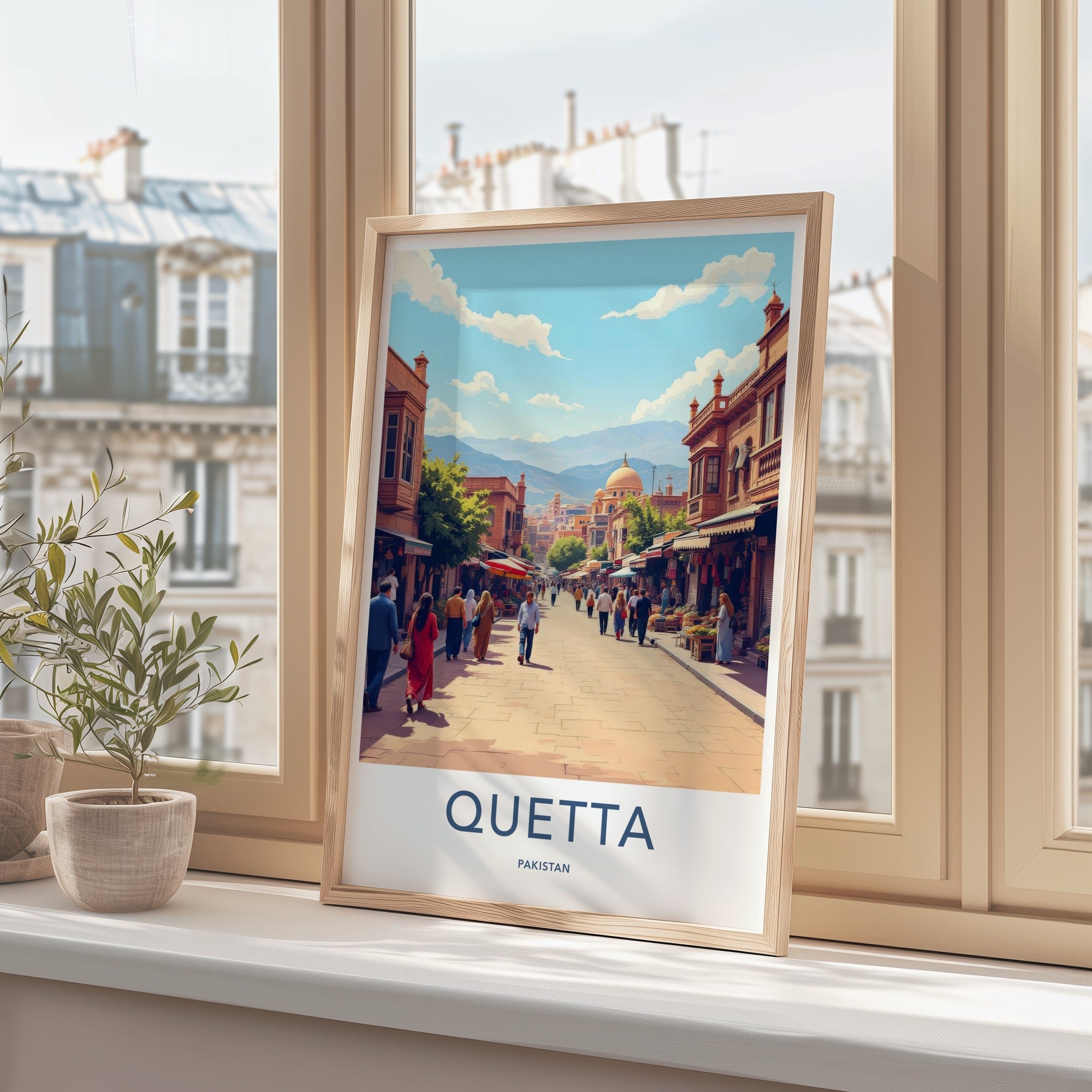 Quetta Poster - Pakistan Travel Art - Busy Market Street Home Decor