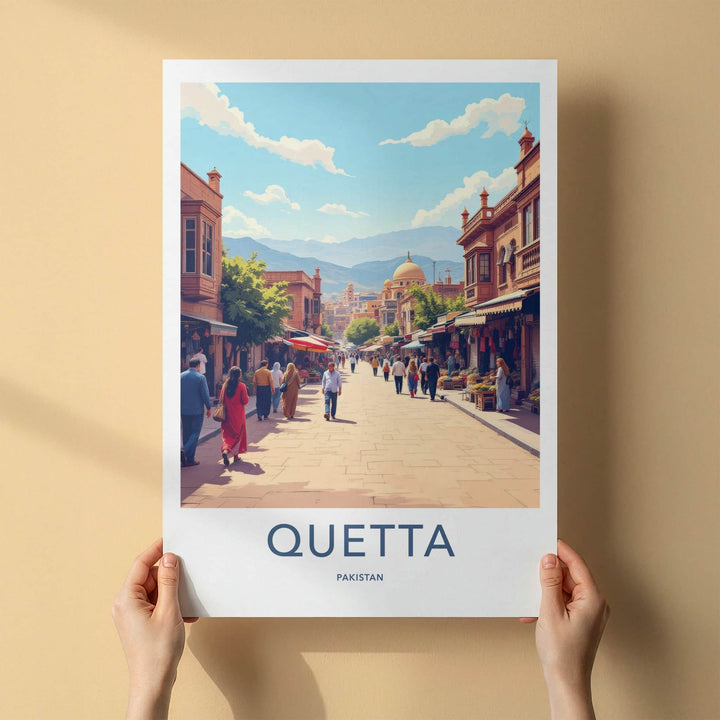 Quetta Poster - Pakistan Travel Art - Busy Market Street Home Decor