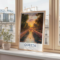 Quetta Poster - Pakistan Travel Art - Sunset Canal Garden Home Decor