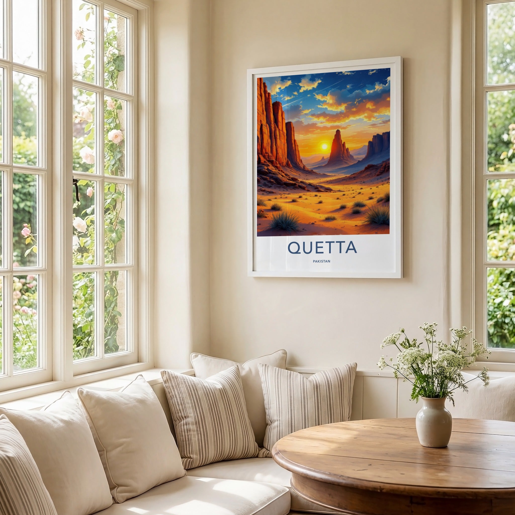 Quetta Poster - Pakistan Travel Art - Vibrant Desert Sunset Home Decor