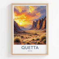 Quetta Poster - Pakistan Wall Art - Vibrant Desert Sunset Home Decor