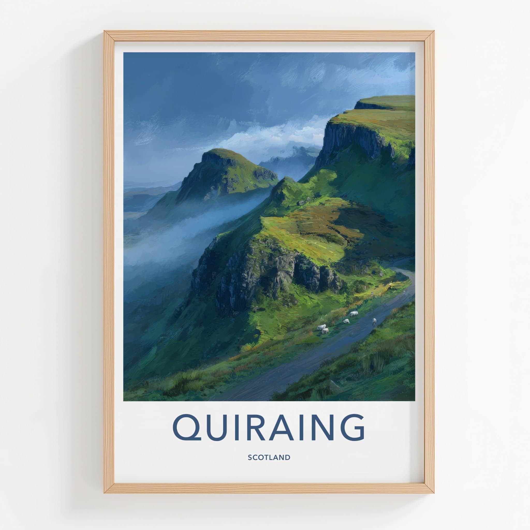 Quiraing Poster - Scotland Travel Art - Green Mountain Sheep Home Decor
