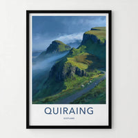 Quiraing Poster - Scotland Travel Art - Green Mountain Sheep Home Decor