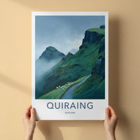 Quiraing Poster - Scotland Travel Print - Rolling Hills Sheep Home Art