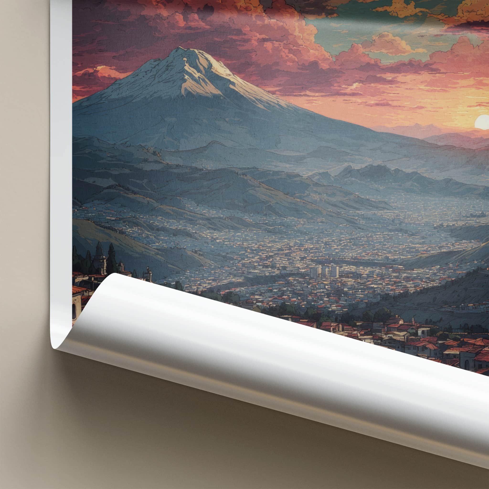 Quito Poster - Ecuador Travel Art - Mountain City Sunset Gallery Art