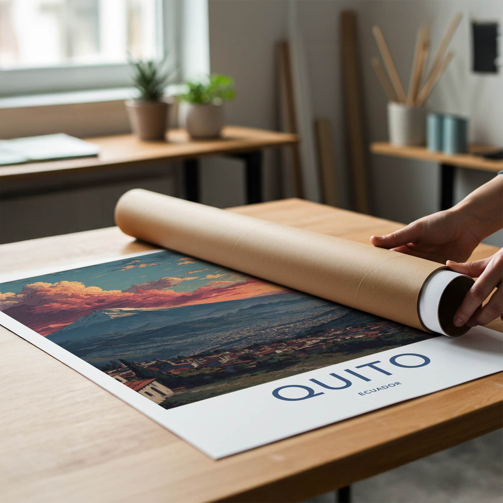 Quito Poster - Ecuador Travel Art - Mountain City Sunset Gallery Art