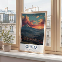 Quito Poster - Ecuador Travel Art - Mountain City Sunset Gallery Art