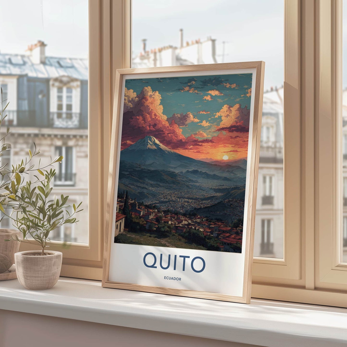Quito Poster - Ecuador Travel Art - Mountain City Sunset Gallery Art