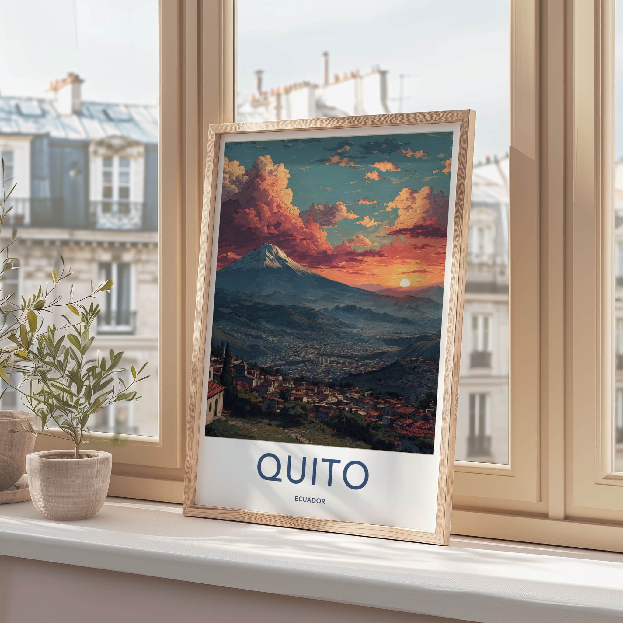 Quito Poster - Ecuador Travel Art - Mountain City Sunset Gallery Art