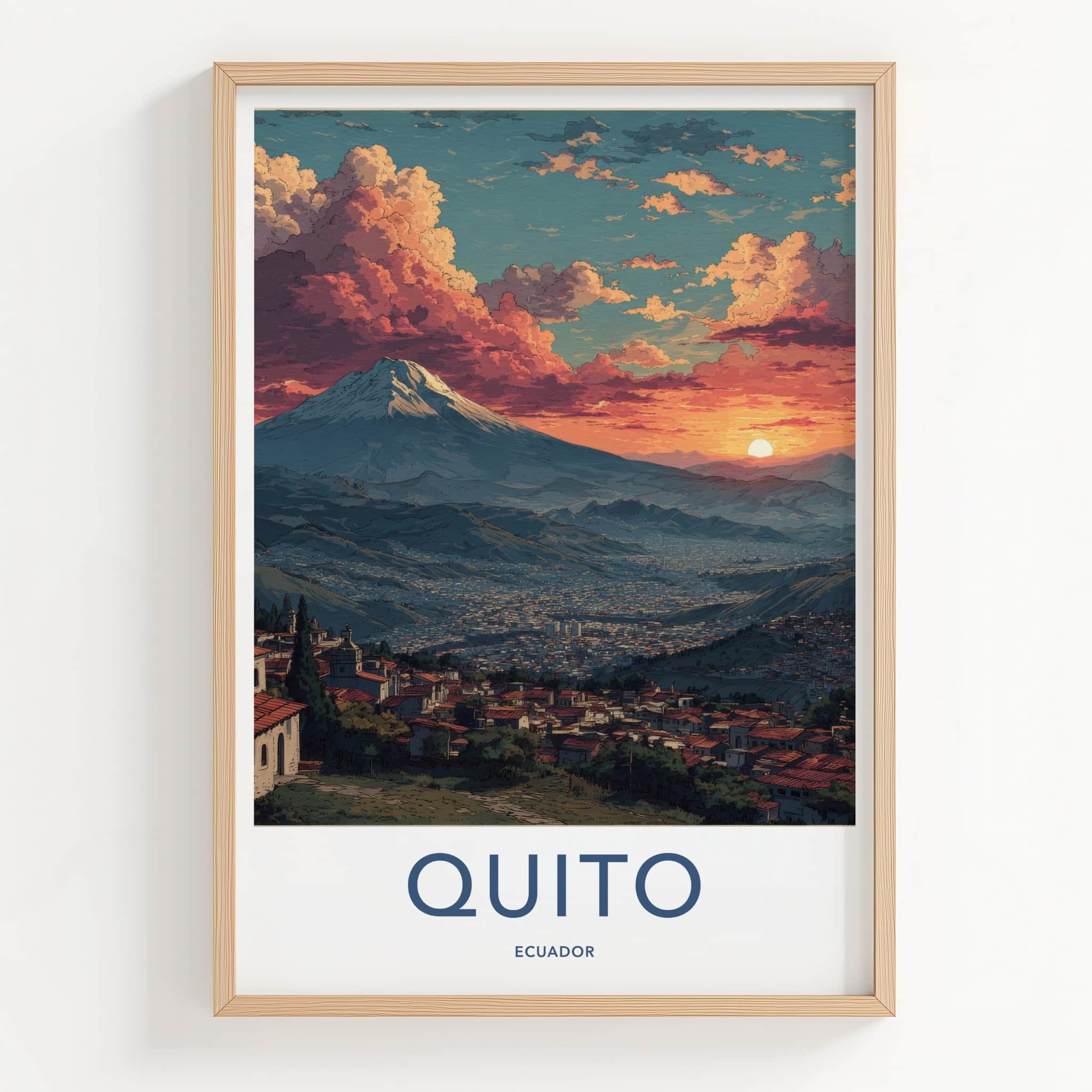 Quito Poster - Ecuador Travel Art - Mountain City Sunset Gallery Art