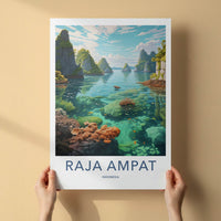 Raja Ampat Poster - Indonesia Travel Art - Clear Water Reef Home Decor