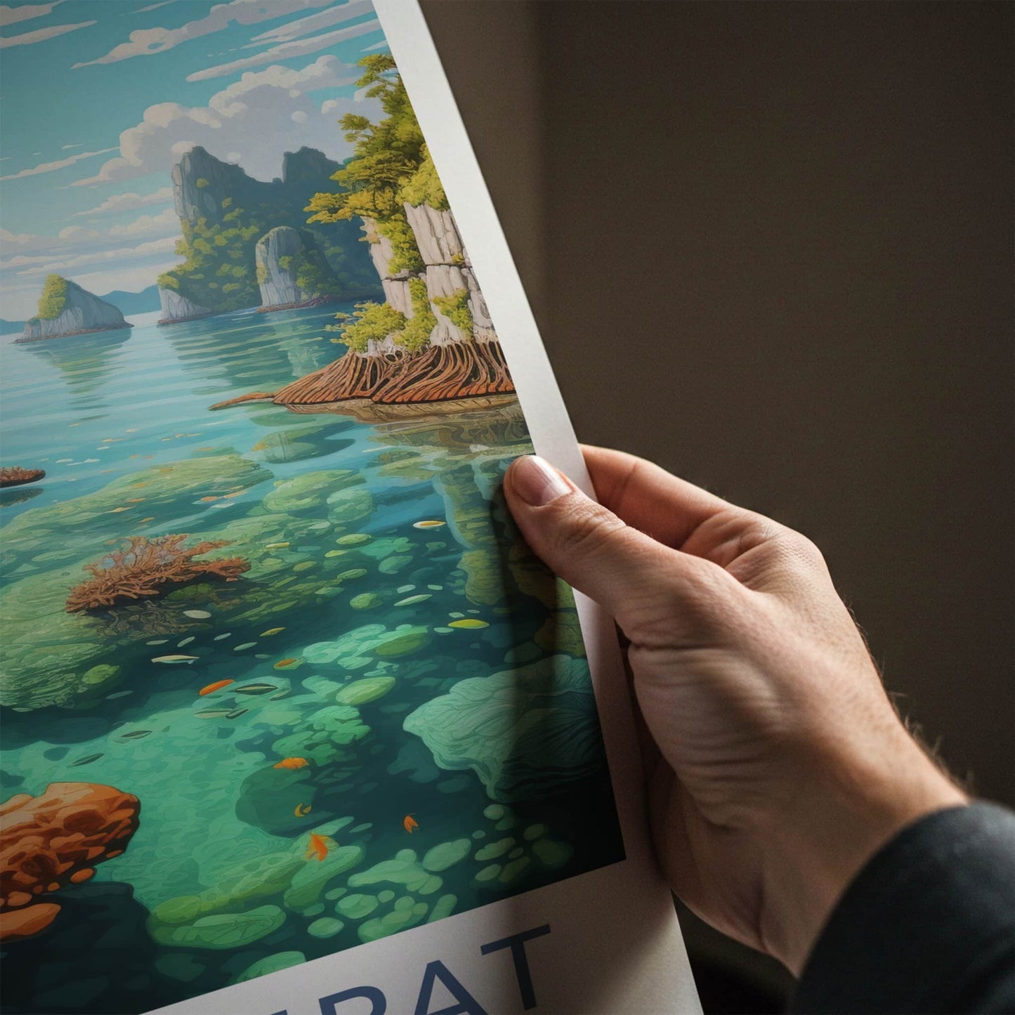 Raja Ampat Poster - Indonesia Travel Art - Clear Water Reef Home Decor