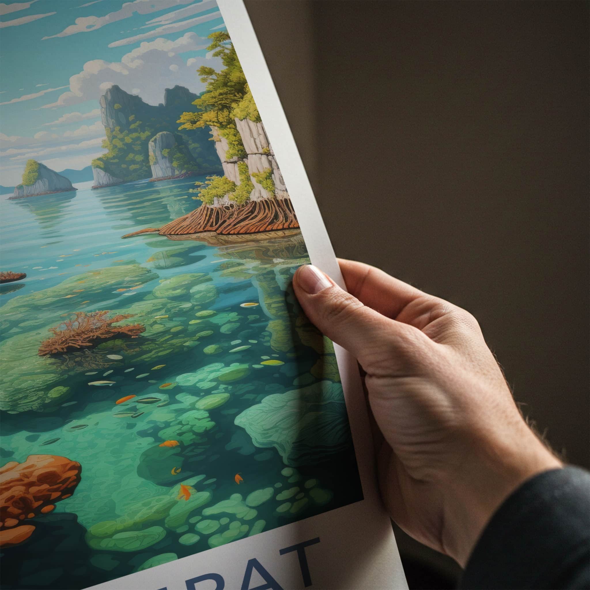 Raja Ampat Poster - Indonesia Travel Art - Clear Water Reef Home Decor