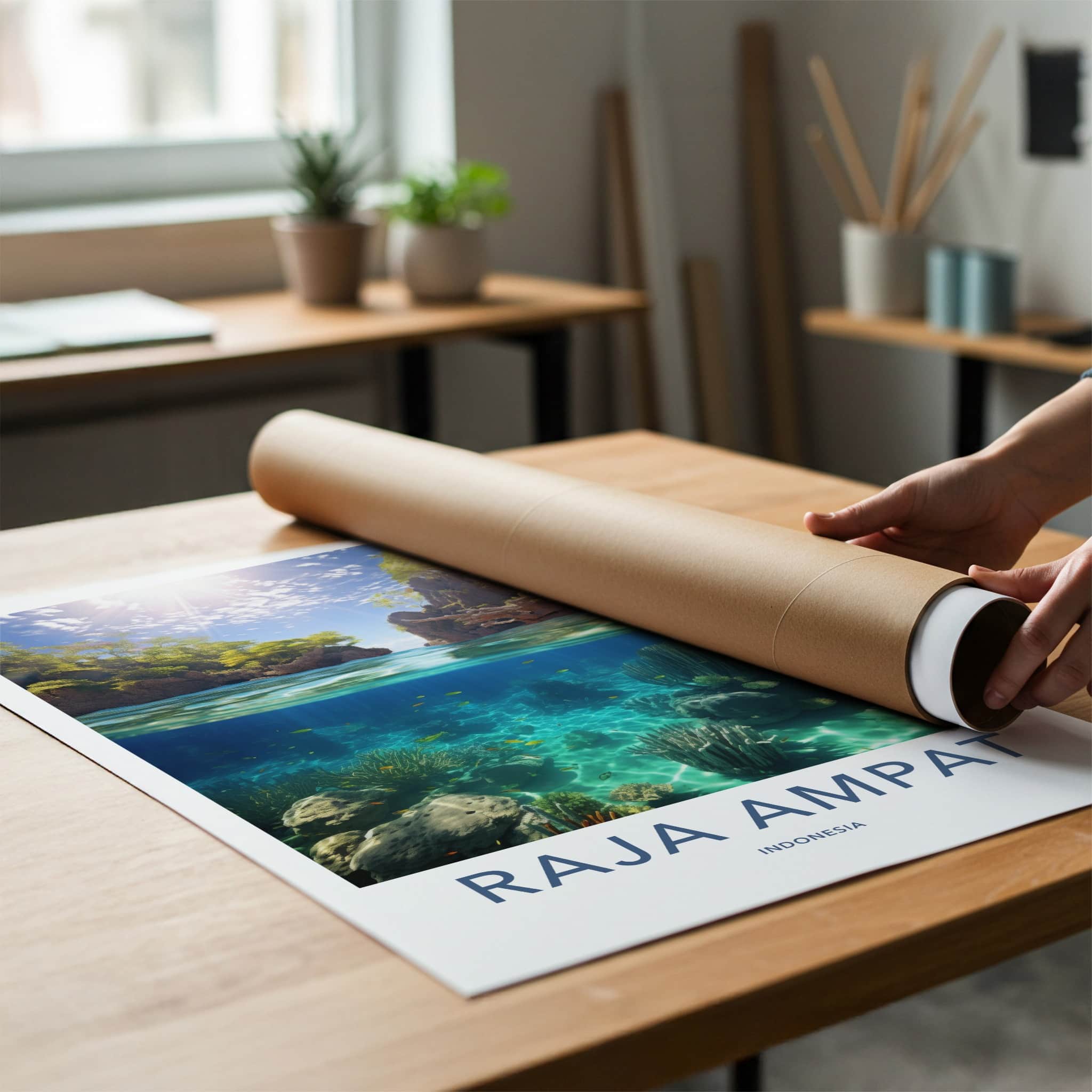 Raja Ampat Poster - Indonesia Travel Art - Clear Water Tropical Wall Decor
