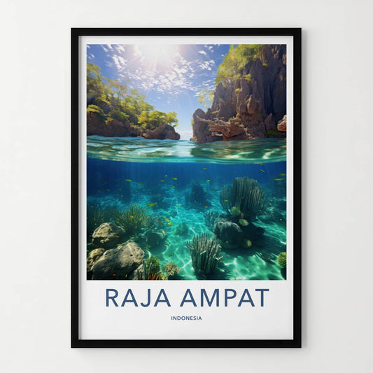 Raja Ampat Poster - Indonesia Travel Art - Clear Water Tropical Wall Decor