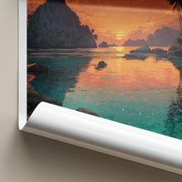 Raja Ampat Poster - Indonesia Travel Art - Fiery Sunset Palms Home Art