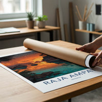 Raja Ampat Poster - Indonesia Travel Art - Fiery Sunset Skies Home Decor