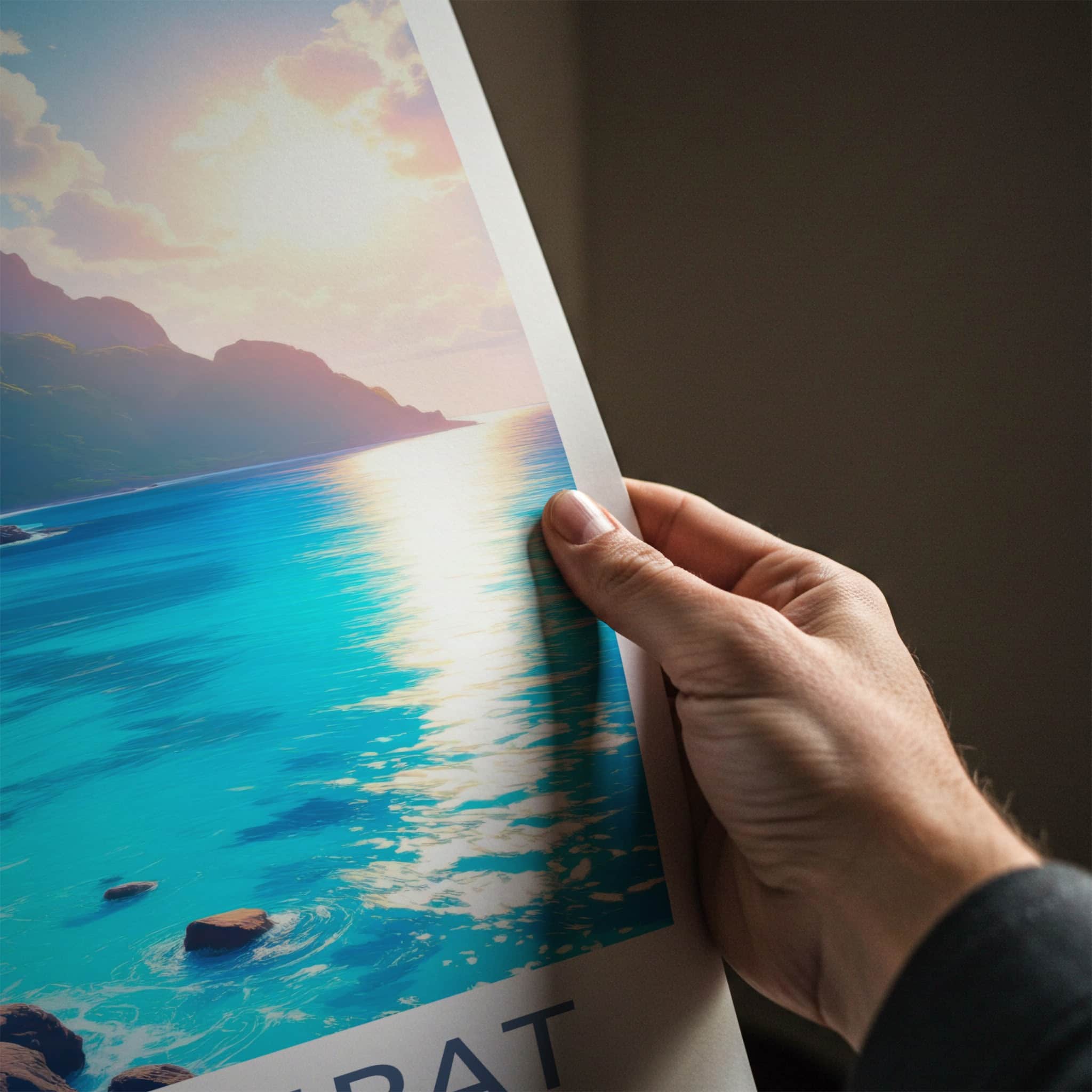 Raja Ampat Poster - Indonesia Travel Art - Sunlit Island Bay Home Decor