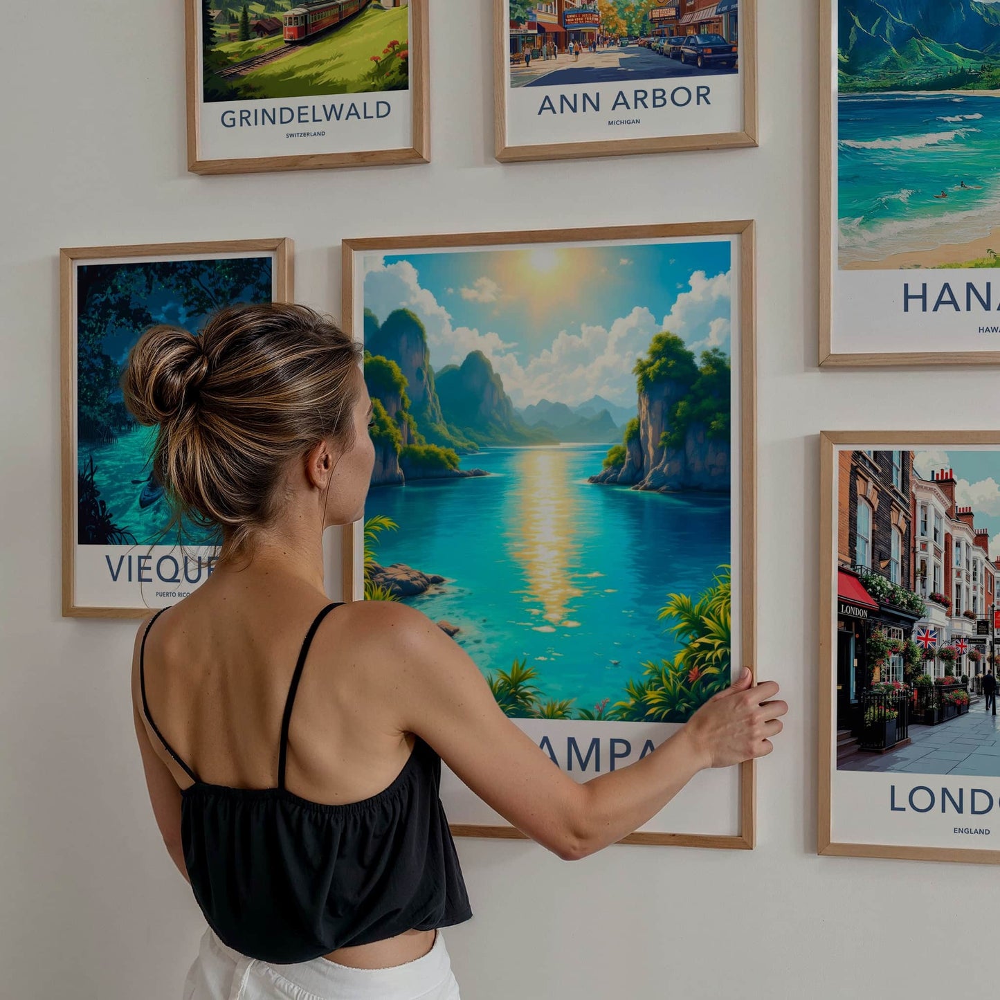 Raja Ampat Poster - Indonesia Travel Art - Sunny Ocean Cliffs Home Decor