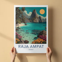Raja Ampat Poster - Indonesia Travel Art - Tropical Beach Paradise Home Decor