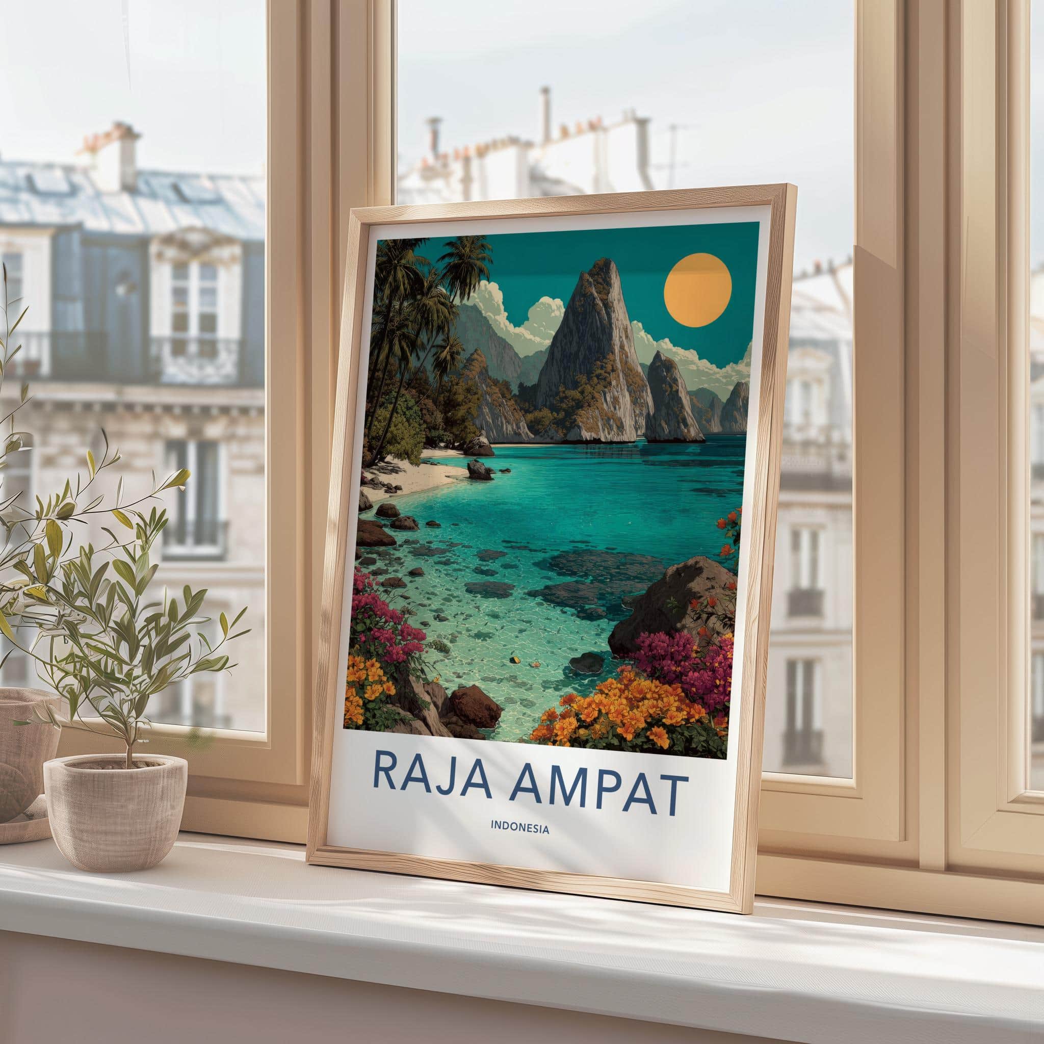 Raja Ampat Poster - Indonesia Travel Art - Tropical Beach Paradise Home Decor