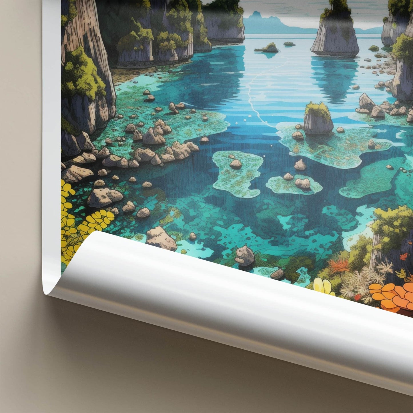 Raja Ampat Poster - Indonesia Travel Art - Tropical Coral Karsts Home Decor