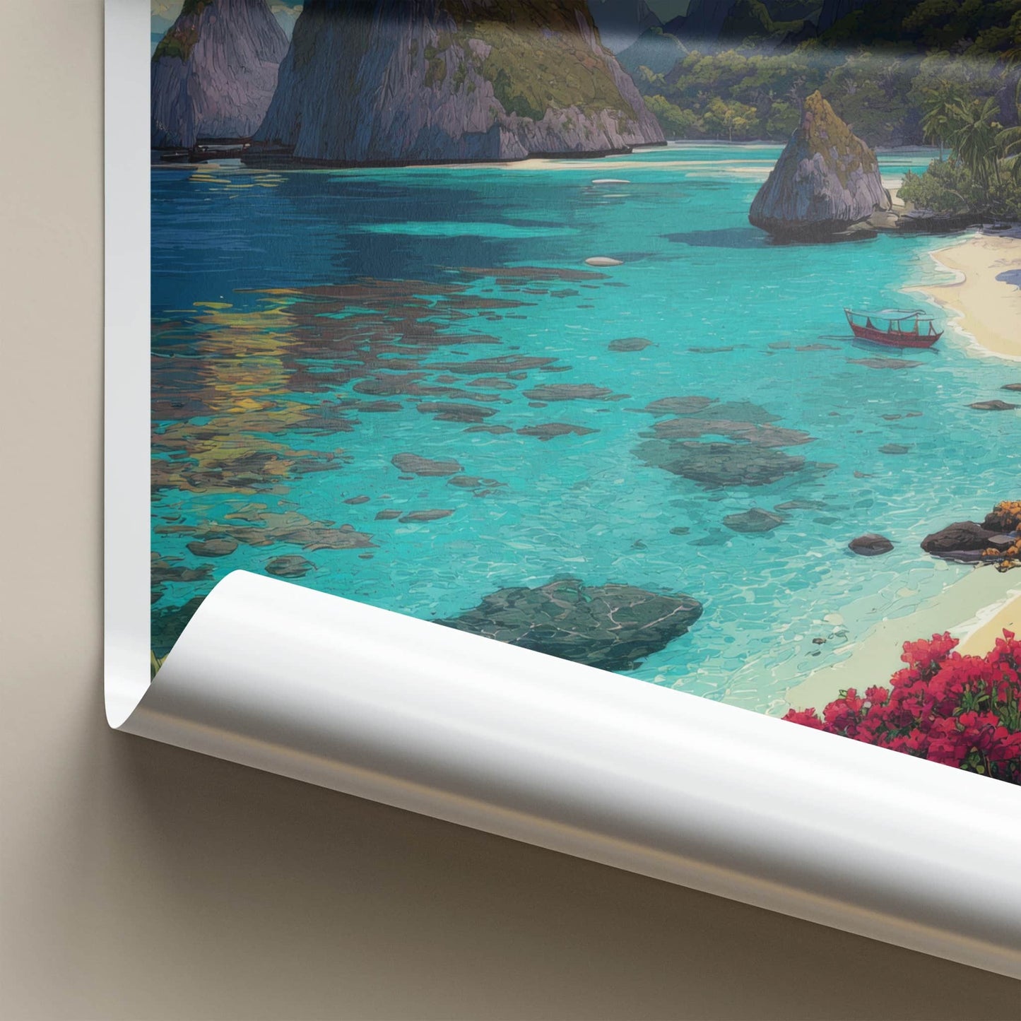 Raja Ampat Poster - Indonesia Travel Art - Tropical Ocean Shore Gallery Art