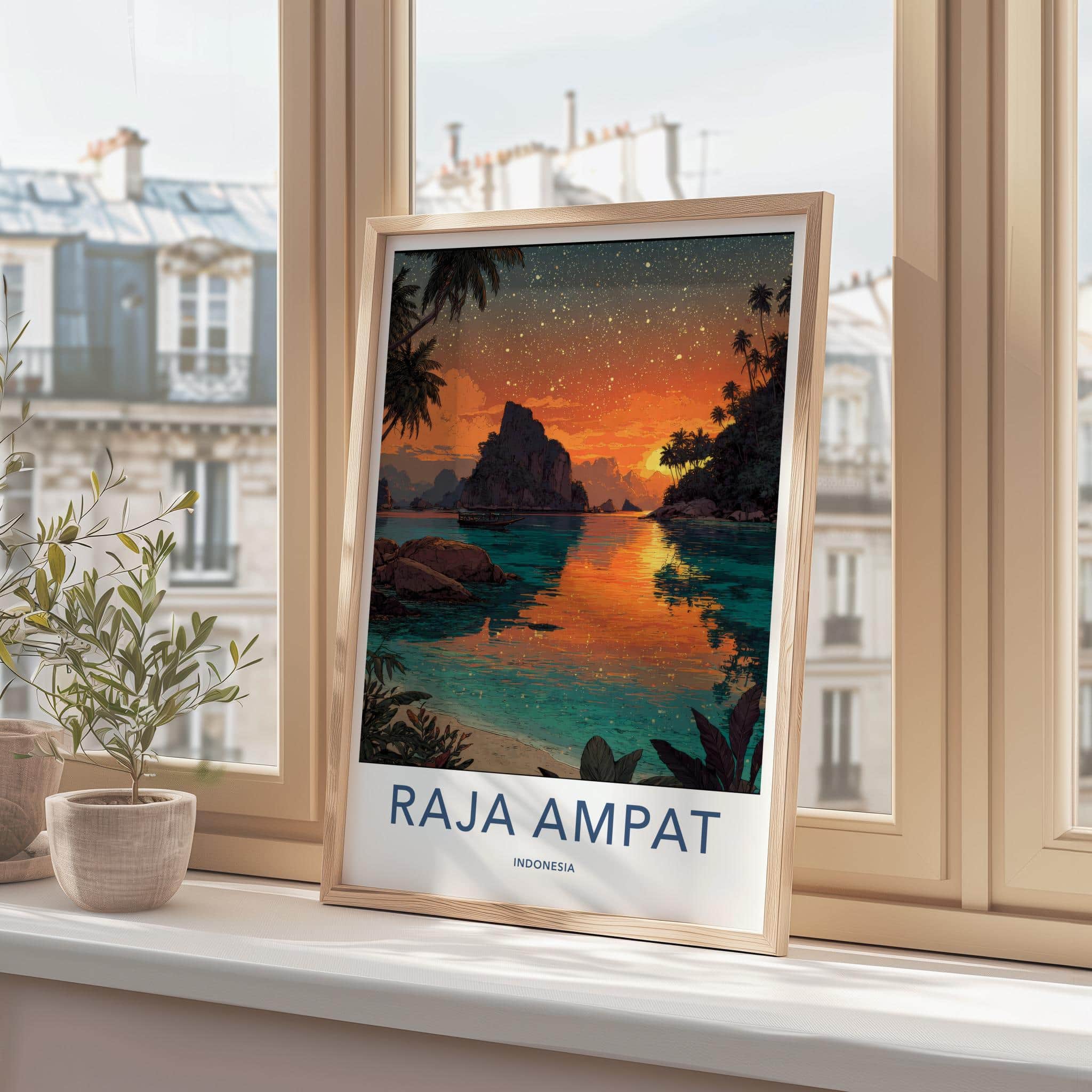 Raja Ampat Poster - Indonesia Travel Art - Tropical Ocean Twilight Home Decor