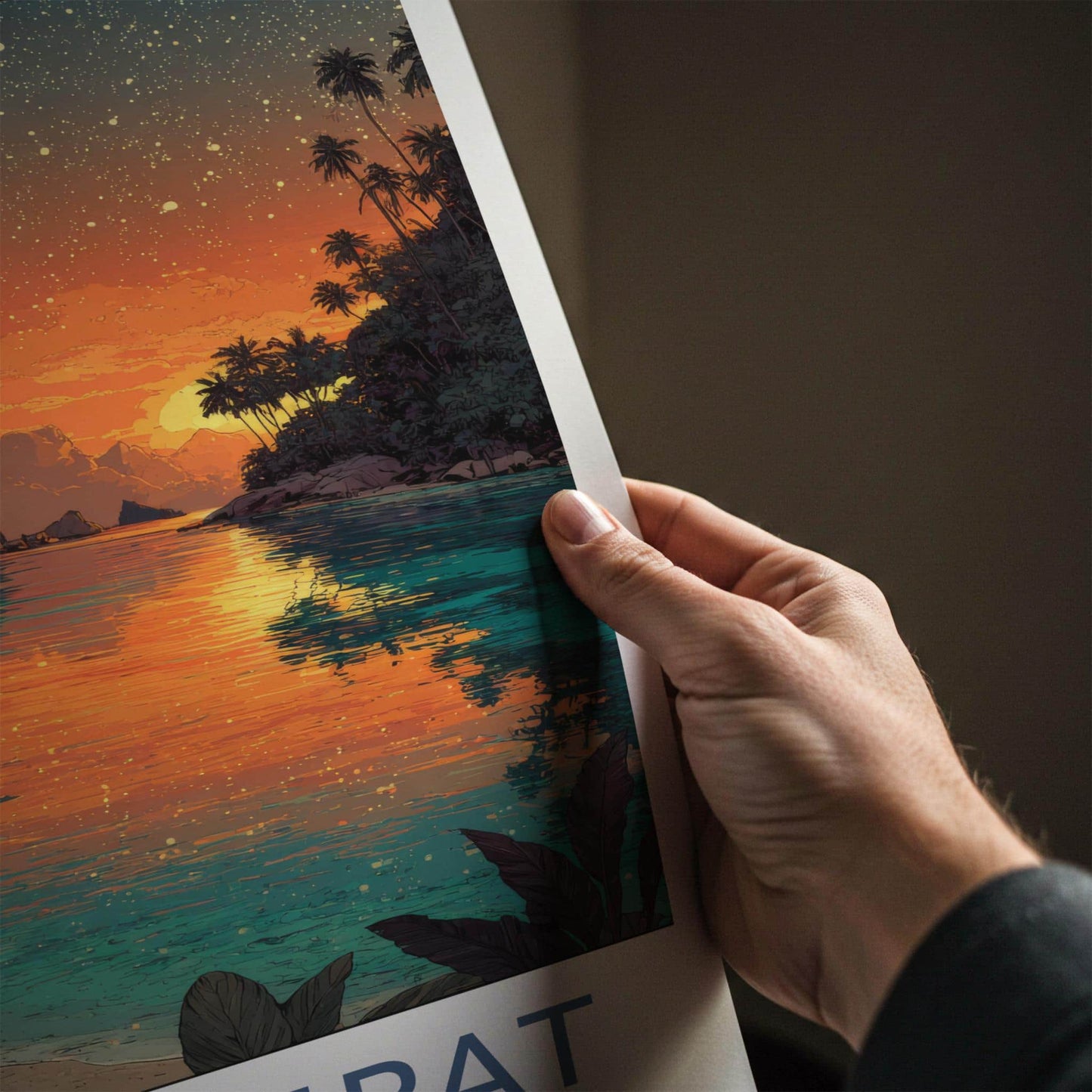 Raja Ampat Poster - Indonesia Travel Art - Tropical Ocean Twilight Home Decor