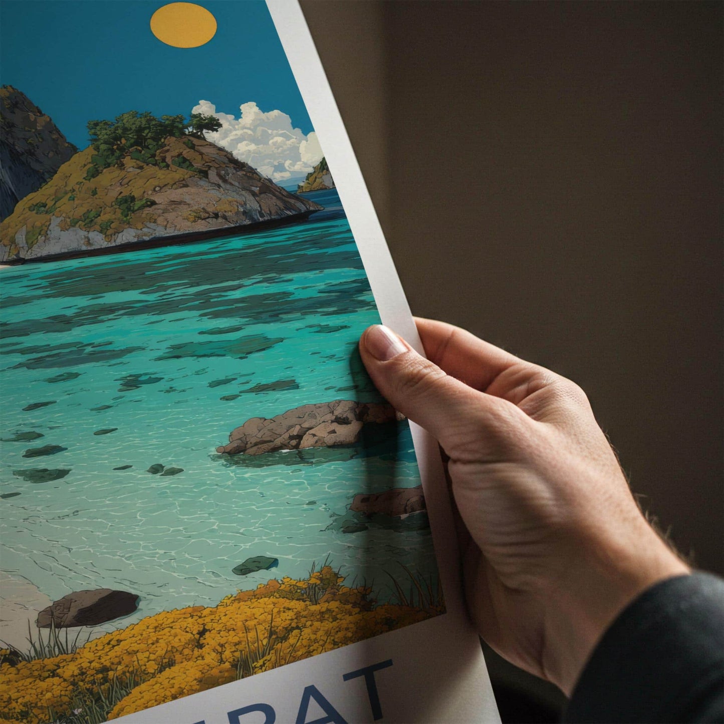 Raja Ampat Poster - Indonesia Travel Art - Turquoise Beach Islands Home Decor