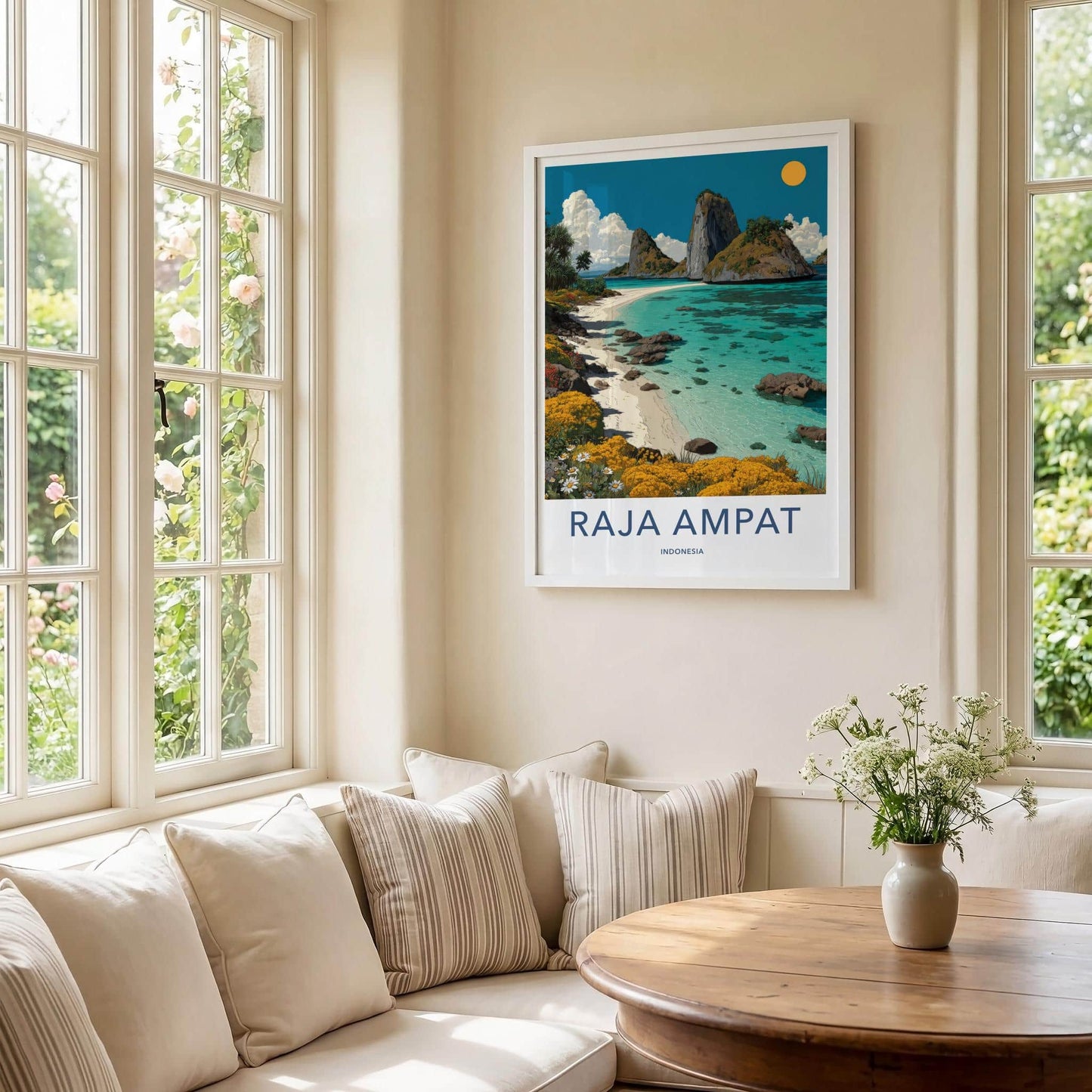 Raja Ampat Poster - Indonesia Travel Art - Turquoise Beach Islands Home Decor